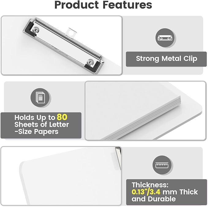 Extra Large 11x17 Clipboards, Plastic White Drawing Boards, Horizontal Clip Board, Landscape Layout. Suitable for Watercolor, Sketching, Painting. Art & Drafting Supply