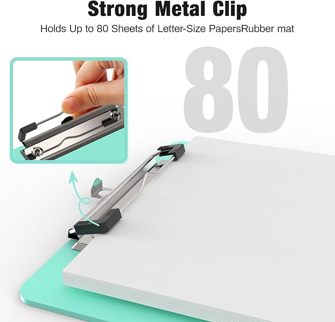 Small Clipboards, A5 Plastic Mini Teal Clip Board for Classroom, Students, Kid, Size 6" x 9" with Low Profile Clip, Office & School Supply