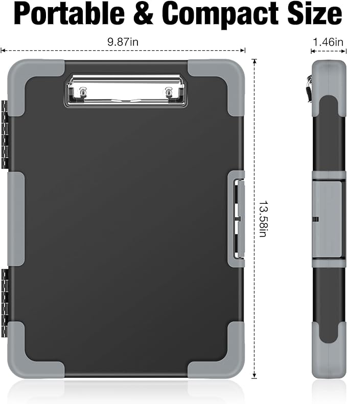 Sooez Toughest Clipboard with Storage, Internal Pen Pouch Included, Letter/ A4 Size, Shockproof Heavy Duty Plastic Clip Boards 8.5x11”, High Capacity Clipboards Box Case for Contractor Trucker Driver