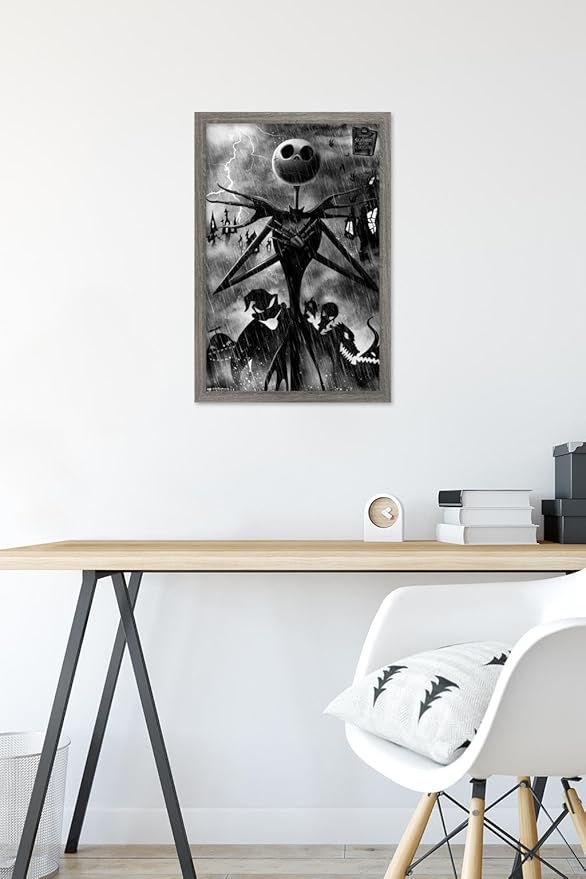Trends International Disney Tim Burton's The Nightmare Before Christmas - Shadows Wall Poster, 22.4L x 14.7W, Barnwood Framed Version