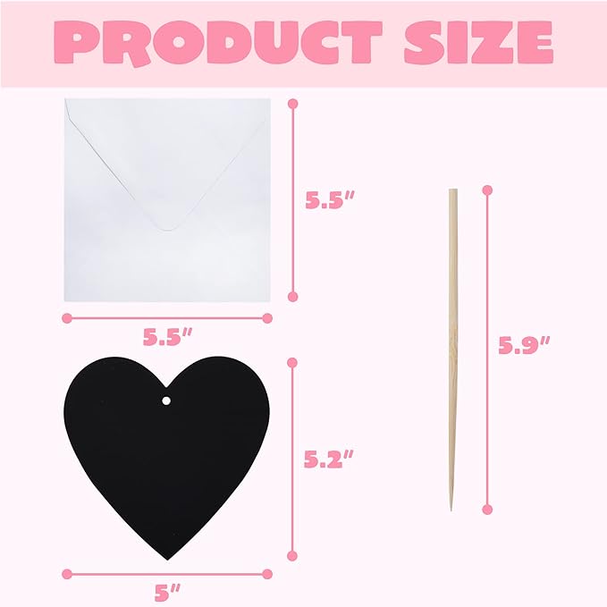 JOYIN 60 Packs Valentines Day Gifts Cards with Scratch Heart for Kids Magic Color Scratch Paper Heart Rainbow Cards for Valentine Crafts and Art Classroom Exchange, Party Favors