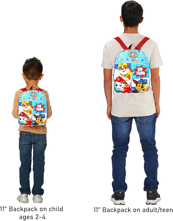Paw Patrol Mini Backpack with Lunch Box for Kids, Boys ~ 5 Pc School Supplies Bundle with 11" Paw Patrol School Bag, Lunch Bag, Water Bottle, Stickers, and More