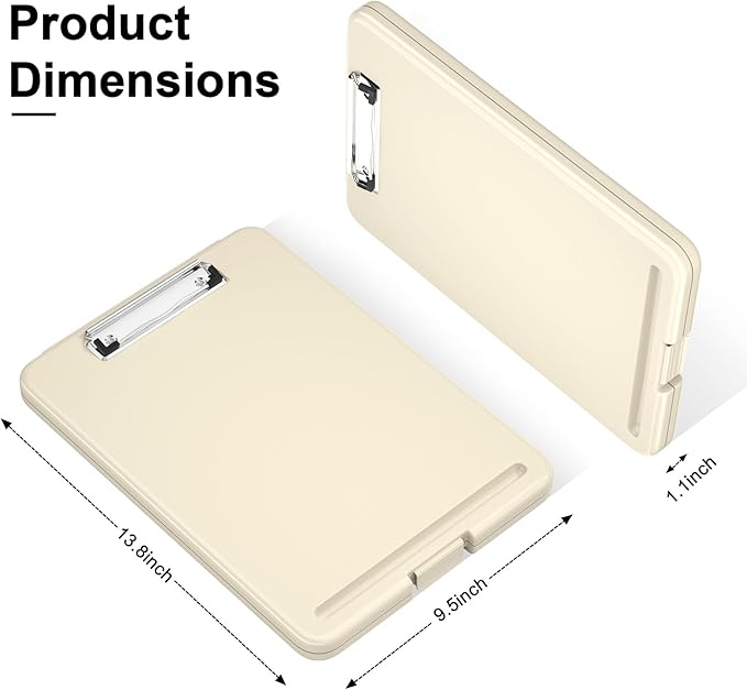 Hongri Clipboard with Storage, 8.5 x 11 Nursing Clip Board Foldable Storage for Nurses, Lawyers, Students, Classroom, Office, School, Size 13.4 x 9.4 X 0.9 in, Khaki