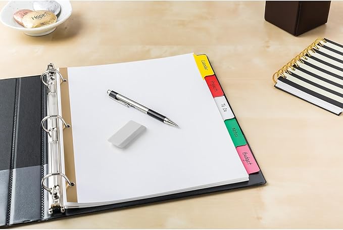 Avery Big Tab Write & Erase Dividers for 3 Ring Binders, 5-Tab Sets, Multicolor Divider Tabs, Great for Organizing Projects, Reports, Finances, and More (48-Pack of 23076)