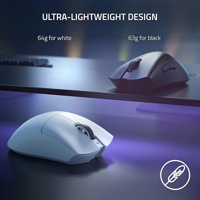 Razer DeathAdder V3 Pro Gaming Mouse: 63g Ultra Lightweight - Focus Pro 30K Optical Sensor - Fast Optical Switches Gen-3 - HyperSpeed Wireless - 5 Programmable Buttons - 90 Hr Battery - Black