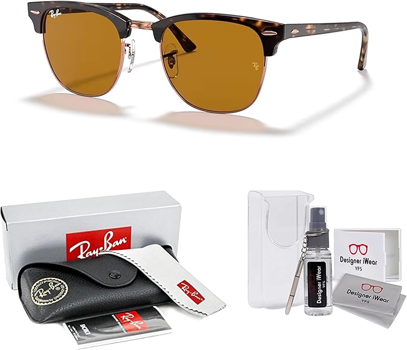 Ray-Ban RB3016 CLUBMASTER Sunglasses For Men For Women +BUNDLE with ACCESSORY EYEWEAR KIT