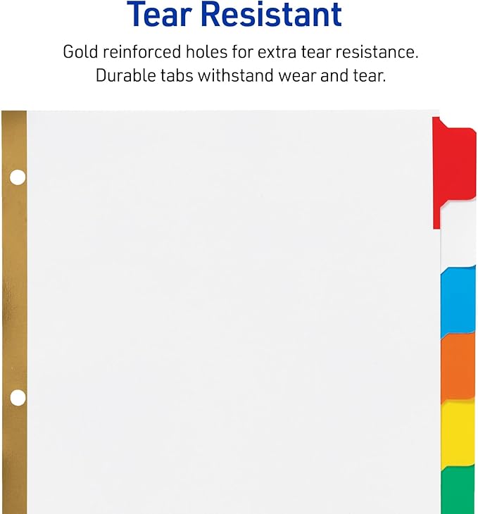 Avery Big Tab Write & Erase 8 Tab Dividers for 3 Ring Binders,Multicolor Divider Tabs,Great for Organizing Projects,Reports,Finances,(23079),6 Count (Pack of 8)