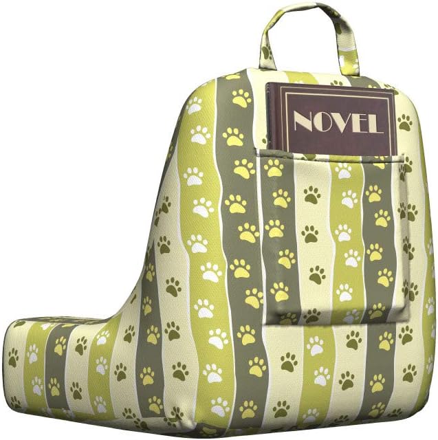 Ambesonne Dog Reading Pillow Cover, Vertical Pattern Paw Design Foot Print Canine Walking, Unstuffed Printed Bed Rest Case from Soft Fabric, Small, Yellow Green Pale Yellow