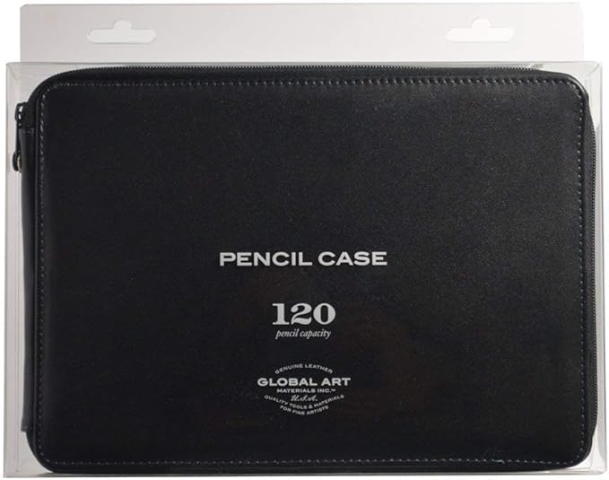 Speedball Art Products Genuine Leather Storage Case for Pencils, Markers, Pens and Art Supplies, Holds Up to 120 Standard Pencils, Black