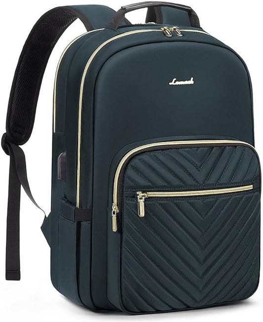 LOVEVOOK Laptop Backpack for Women 17.3 inch,Cute Womens Travel Backpack Purse,Professional Laptop Computer Bag,Waterproof Work Business College Teacher Bags Carry on Backpack with USB Port,Blue-green