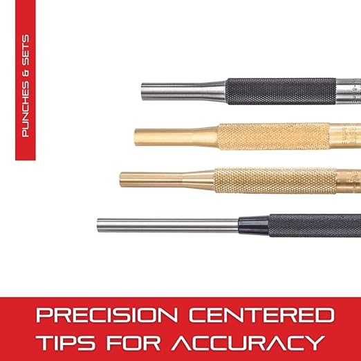 Starrett Steel Prick Punch with Knurled Grip for Precise Positioning and Secure Holding - Hardened and Tempered Steel, 4" Length, 1/8" Diameter Tapered - 816B