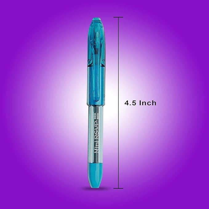 RSVP Mini Ballpoint Pen, (1.0mm) Medium Line, Assorted Ink Colors, w/Key Ring, 8 Pack
