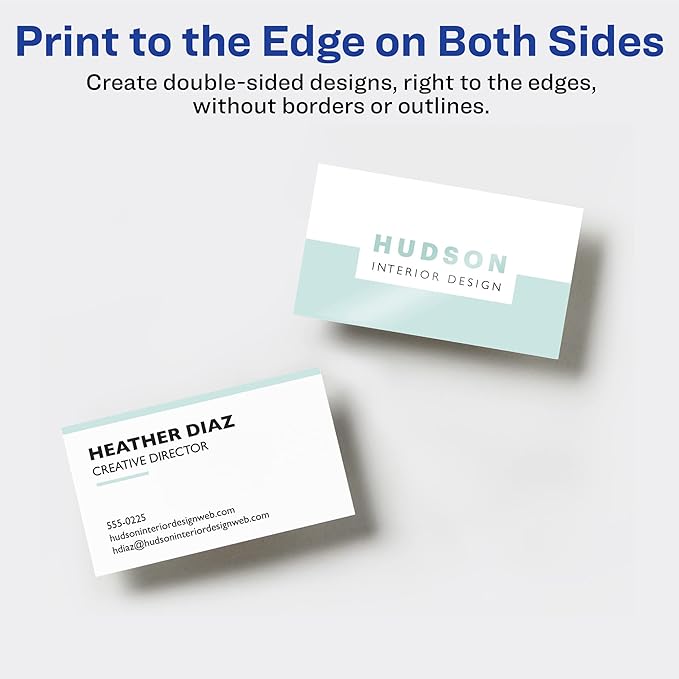 Avery Glossy Business Cards with Sure Feed Technology, 2" x 3.5", Glossy White, 160 Total, Clean Edge, Print-to-the-Edge, Inkjet Printable Cards (8801)