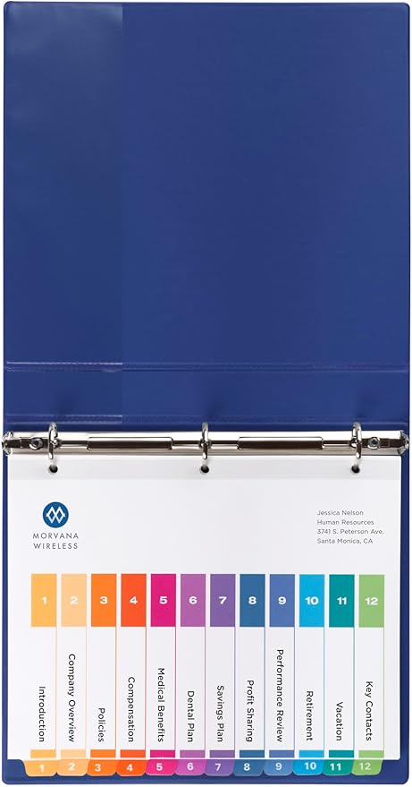 Avery Dividers for 3 Ring Binders, 12 Tabs per Set, Customizable Table of Contents, Multicolor Tabs, Great for Organizing Reports, Projects, and More (11141)