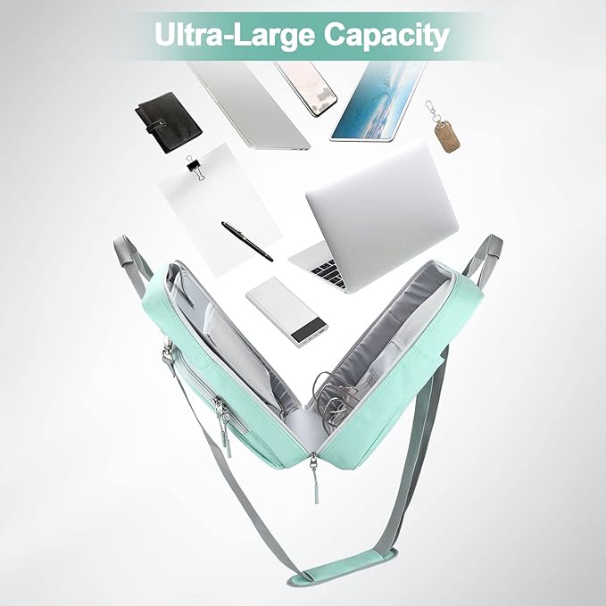 4 Inch 3 Ring Zipper Binder D-Ring, Multi-Pocket School & Office Binder Organizer, 800 Sheet Capacity, Compatible with 13-Inch MacBook (Patent Design Light Blue)