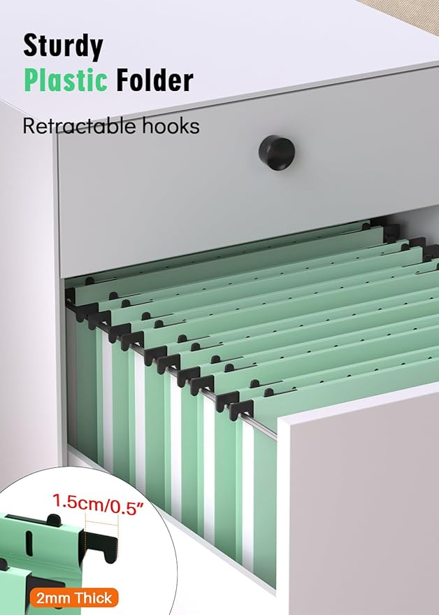 Extra Capacity Plastic Hanging File Folder, 12 Pack Reinforced Hang Folders Letter Size, Heavy Duty 1 Inch Expansion Filing Cabinet Folders, for Bulk Files, Medical Charts, Sage Green