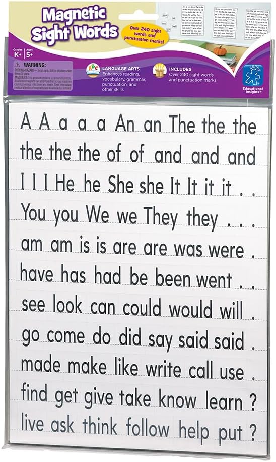 Educational Insights Magnetic Sight Words and Sentence Builders, Over 240 Sight Words & Punctuation Marks: Perfect for Homeschool & Classroom, Ages 5+