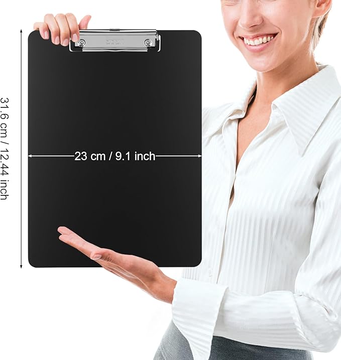 ZCZN Metal Clipboards, 18 Pack Heavy Duty Aluminum Clipboards 12 x 9 Inches, A4 Letter Sizer Document Holder with Low Profile Clip, Suitable for School, Office, Jobsite or Medical Staff, Black