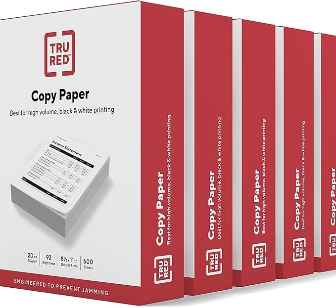Staples 8.5-inch x 11-inch Copy Paper, 20 lbs., 92 Brightness, 600 Sheets/Ream, 6 Reams/Carton