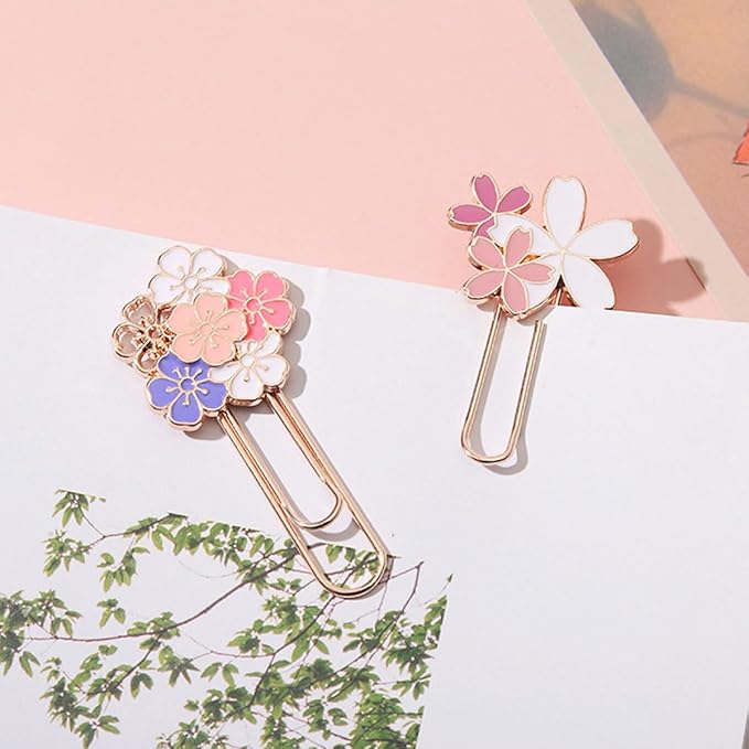 7 PCS Cherry Paper Clips Metal Paperclip Large Size Paper Clip Cute Bookmark Colorful Office Supplies Present for Teacher & Students, Bookmark Clamp Desk Accessories Stationery for School
