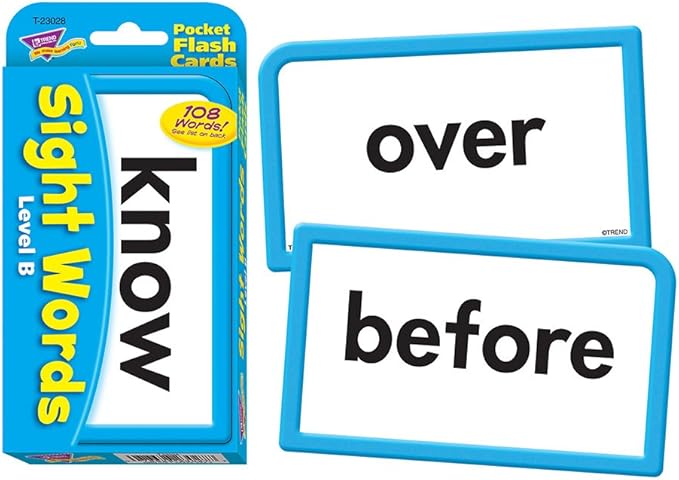 Trend Enterprises: Sight Words Level B Pocket Flash Cards, Great for Skill Building and Test Prep, 56 Two-Sided Cards Included, 108 Commonly-Used Words, for Ages 5 and Up