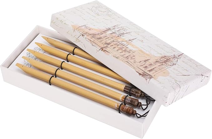 5Pcs 5pcs Calligraphy Dip Pen, Bamboo Reed Qalam Pens, Vintage Handcrafted Manga Calligraphy Pens, Comic Pen Nib Set for Writing, Calligraphy, Painting, Drawing