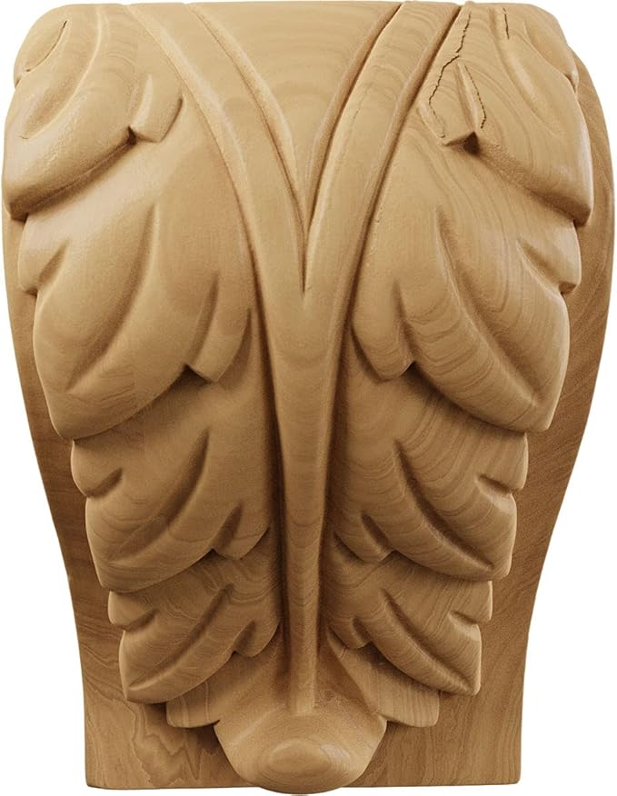 Ekena Millwork CORW05X04X07BACH Extra Large Acanthus Leaf Block Wood Corbels, 4 1/2"W x 3 3/4"D x 7"H, Cherry