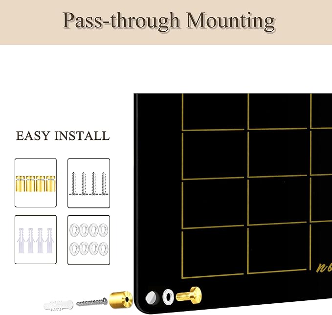Black Acrylic Calendar Whiteboard for Wall,16’’x12’’,Dry Erase Calendar for Home,Office