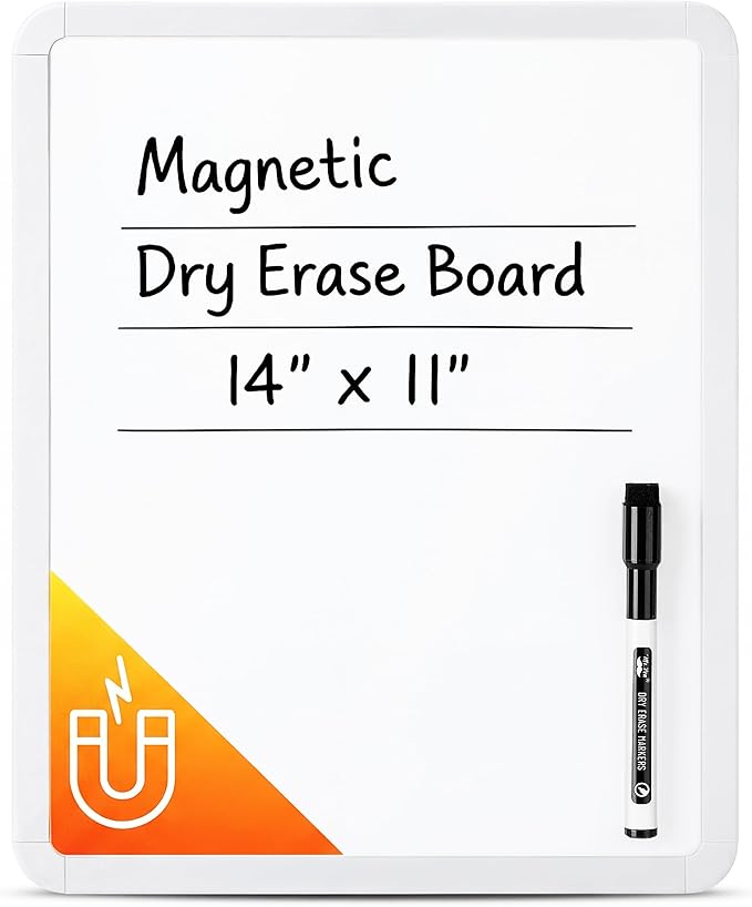 Mr. Pen- Dry Erase Board, 14” x 11” with a Black Dry Erase Marker, Small Mini White Board for Students, White Frame, Includes Double Sided Tapes