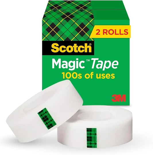 Scotch Magic Tape, Invisible, Home Office Supplies and Back to School Supplies for College and Classrooms, 2 Rolls