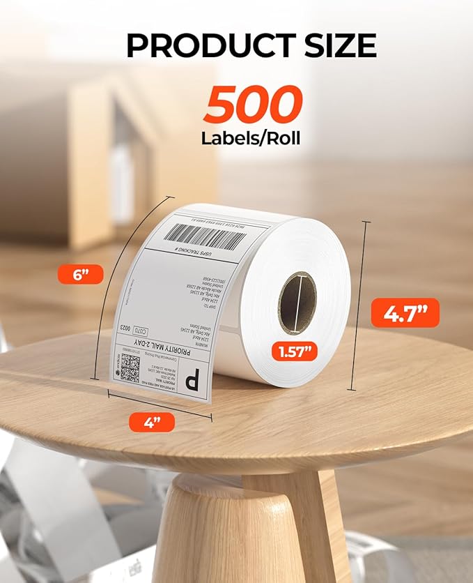 MUNBYN RW403B Bluetooth Shipping Label Printer+Thermal Direct Shipping Label (Pack of 500 4x6 Per Roll Labels)+Label Holder for Rolls and Fanfold Labels+IPS03 440lb for Postal Scale