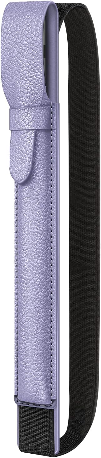 Fintie Pen Holder with USB Adapter Pocket for Apple Pencil Pro, Apple Pencil (USB-C / 1st / 2nd Generation), Elastic Vegan Leather Sleeve Pouch Compatible with iPad Case, Lilac Purple