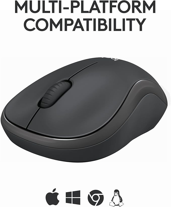 Logitech M240 Silent Bluetooth Mouse, Wireless, Compact, Portable, Smooth Tracking, 18-Month Battery, for Windows, macOS, ChromeOS, Compatible with PC, Mac, Laptop, Tablets - Graphite (Renewed)