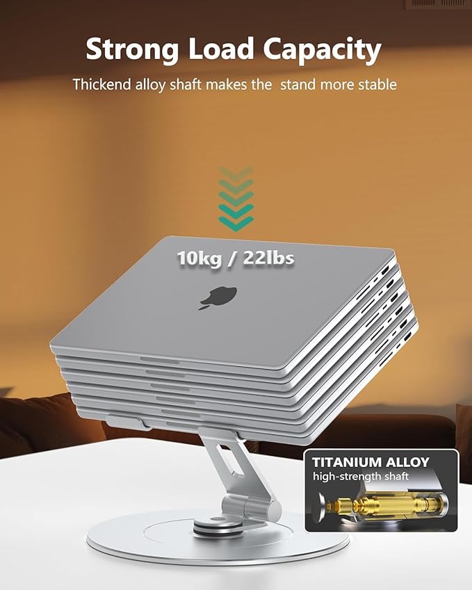 Laptop Stand with Phone Holder, Adjustable Laptop Stand, Aluminum Computer Mount Holder, Ergonomics Laptop Riser for Desk, Fits MacBook, up to 17.3" All Notebooks Silver