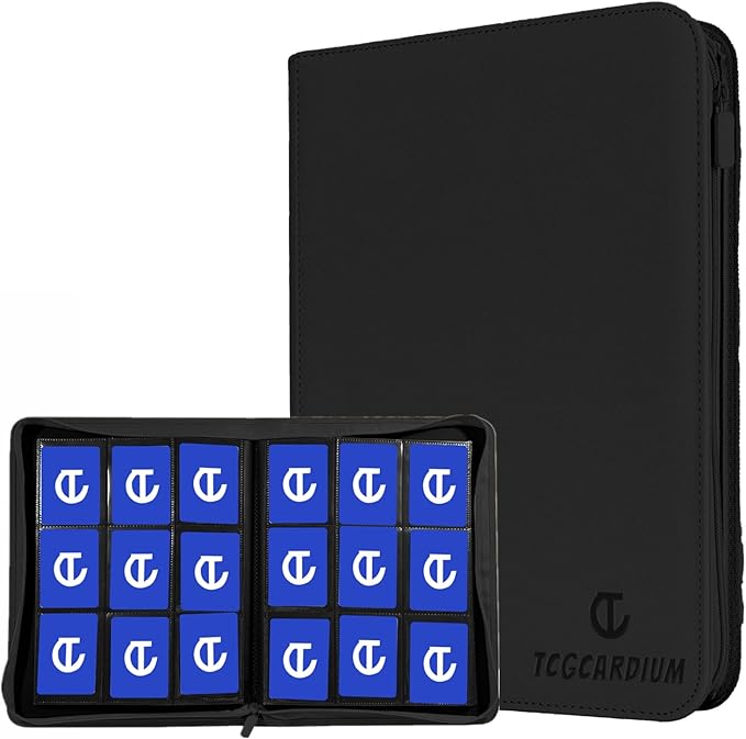 360 Card Binder - Premium Zippered 9-Pocket Trading Card Binder Side-Loading Pages for Ultimate Protection | Holds TCG, MTG, Sports Cards (Black)