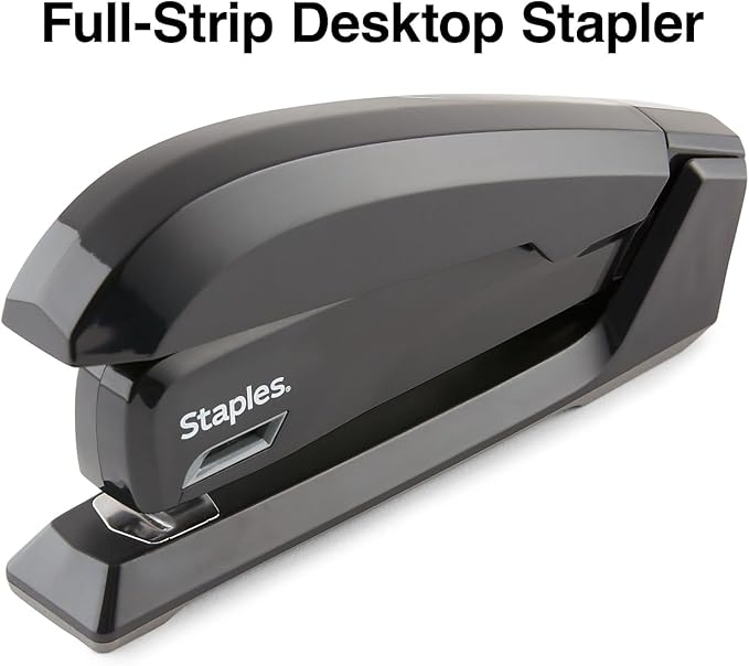 Staples One‑Touch Desktop Stapler, 20‑Sheet Capacity, Black – Easy‑Press Office Stapler