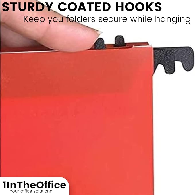 1InTheOffice Poly Expanding Hanging File Folders Letter Size, Hanging File Pocket, File Cabinet Dividers, Assorted,