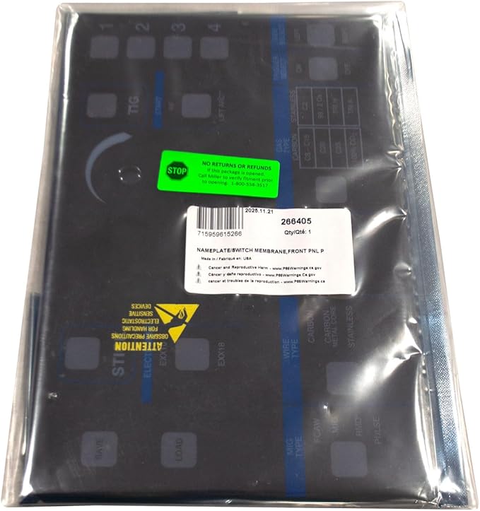 Miller 266405 Nameplate/Switch Membrane, Front Pnl Pwx