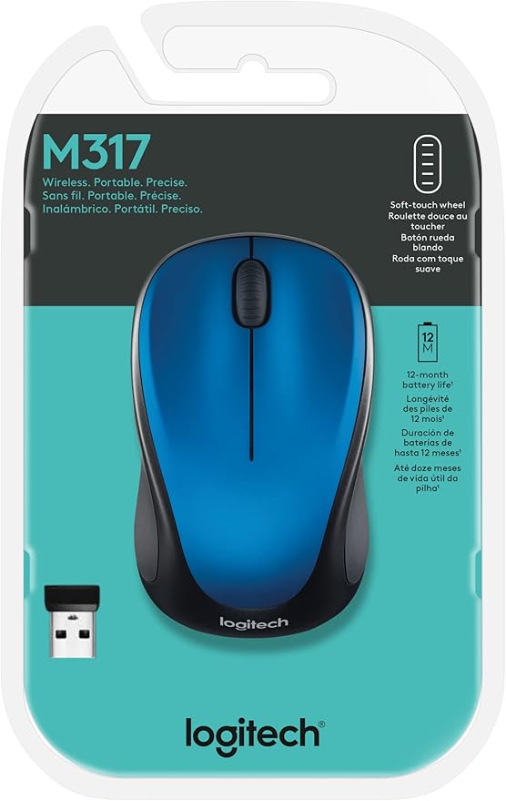 Logitech Wireless USB Mouse M317 - Blue (Renewed)