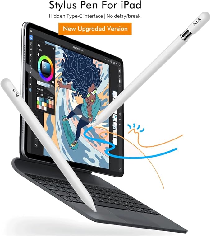 Stylus Pencil Pro Pen for iPad 2024-2025, Tilt Function&Palm Rejection, Stylus Pencil Pro for 2018-2025, White EMR Digital Stylus Marker Plus, Remarkable 2 Marker Plus Alternative