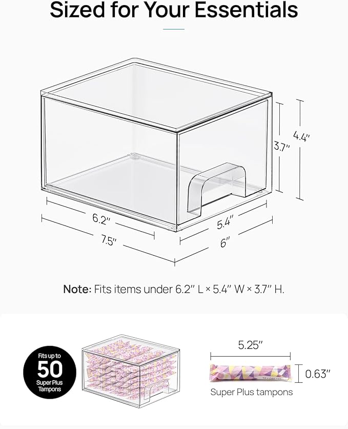 Vtopmart 10 Pack Clear Small Stackable Storage Drawers,Acrylic Bathroom Makeup Organizer,Plastic Storage Bins For Vanity, Undersink, Kitchen Cabinets, Pantry, Home Organization