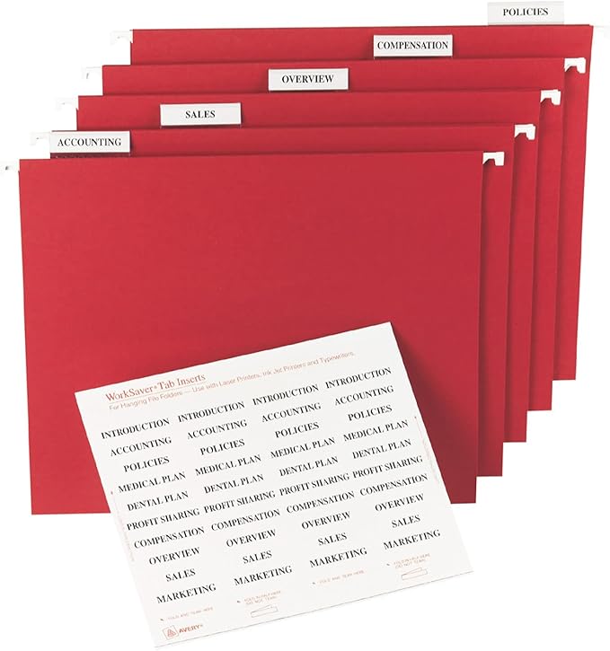Avery Printable Tab Inserts for Hanging File Folders, 1/2" x 2", 1/5 Cut, White, 100 Index Tab Inserts (11136)