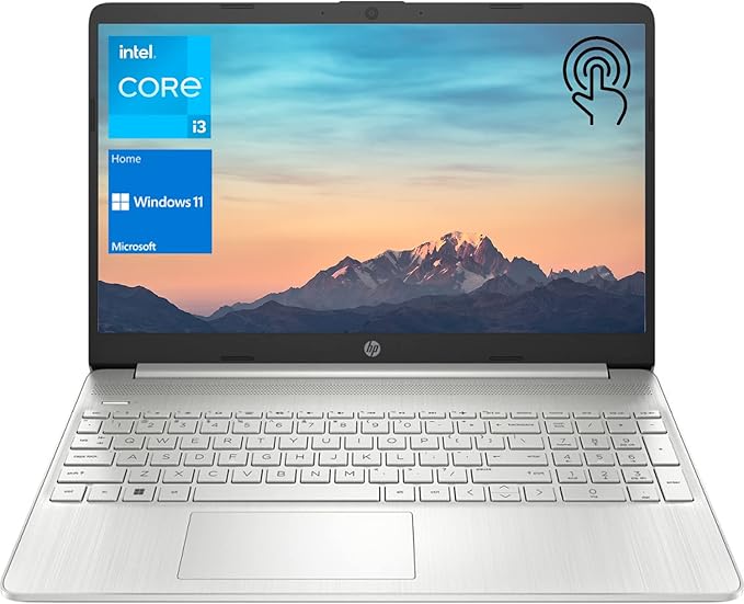 HP Notebook Laptop, 15.6" HD Touchscreen, Intel Core i3-1115G4 Processor, 8GB RAM, 128GB PCIe SSD, Webcam, Type-C, HDMI, SD Card Reader, Wi-Fi, Windows 11 Home, Silver