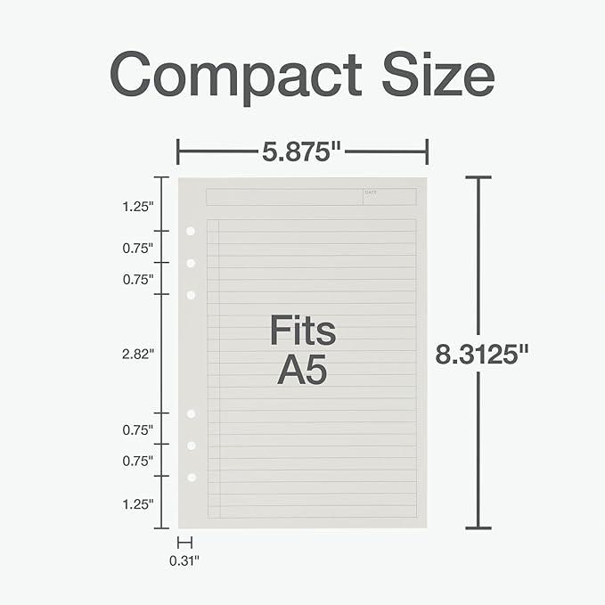Oxford A5 Refill Paper, 6 Ring Lined Paper with Boxes for To Do Lists, 120 Sheets, 6 x 8.25 Inches, Notebook, Bullet Journal and Planner Inserts (1016732)