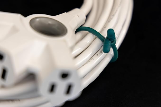 Philips 6 Piece Flex Ties 7 Inch Zip Ties Cable Management Multi-Purpose Cord Organizer Reusable Cable Ties for Extension Cords Power Strips Outdoor Lighting Green and White SWV4408/27
