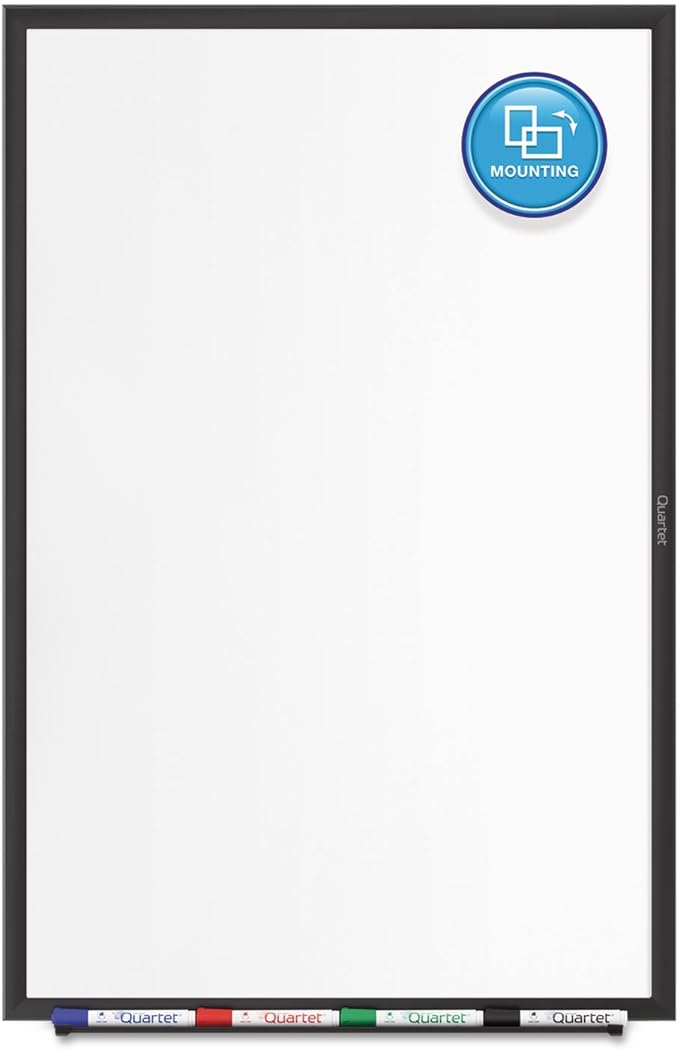 Quartet Magnetic Dry Erase White Board, 96"W x 48"H Whiteboard, Nano-Clean Surface Resists Ink Stains, Black Aluminum Frame (SM538B)
