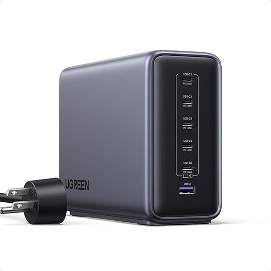 UGREEN Nexode 500W GaN Charging Station, 6-Port USB-C & USB-A with 240W Single Port, Smart Temperature Control & Space-Saving Design for iPhone 17/16/15, Galaxy S25/S24, MacBook Pro/Air, iPad, Laptops