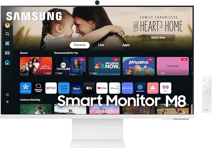 Samsung 32-Inch M8 (M80D) 4K UHD Smart Monitor with Streaming TV, Speakers, HDR10+, AI Upscaling, Ergonomic Stand, Slimfit Camera, Gaming Hub, USB-C and DKZ Hub (LS32DM801UNXZA) Single Monitor Mount