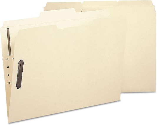 Smead Poly Fastener Folder, 2 Fasteners, 1/3-Cut Tab, Letter Size, Manila, Plastic Folders with Fasteners, 24 per Box (10545)