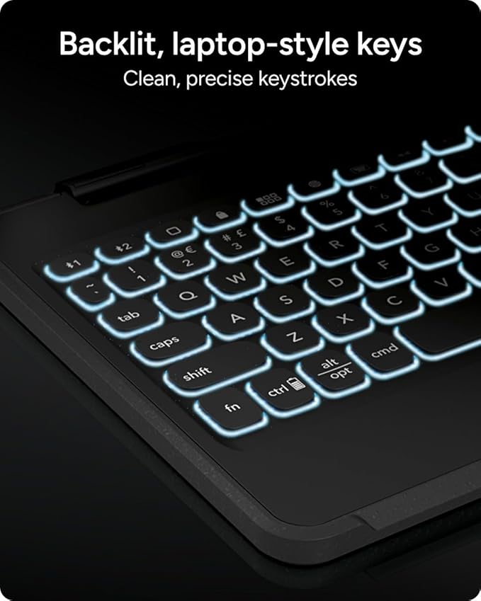 ZAGG Rugged Book Detachable Case and Magnetic-Hinged Keyboard for iPad Air 11" (M5)/ (M4)/ (M3)/ (M2) / iPad 10.9" (air 4th gen)/ 11" (1st & 2nd Gen), Bluetooth Pairing, Backlit Keyboard, Black
